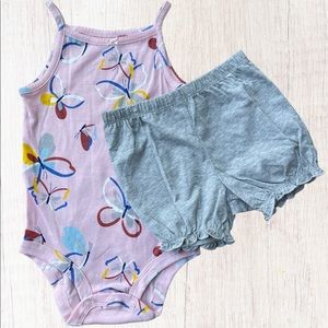 24M Girl Butterfly Tank and Shorts Outfit Set